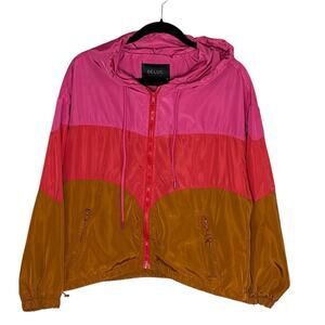 Deluc Womens Size M Windbreaker Gal Jacket Full Zip Lightweight Colorblock Hood